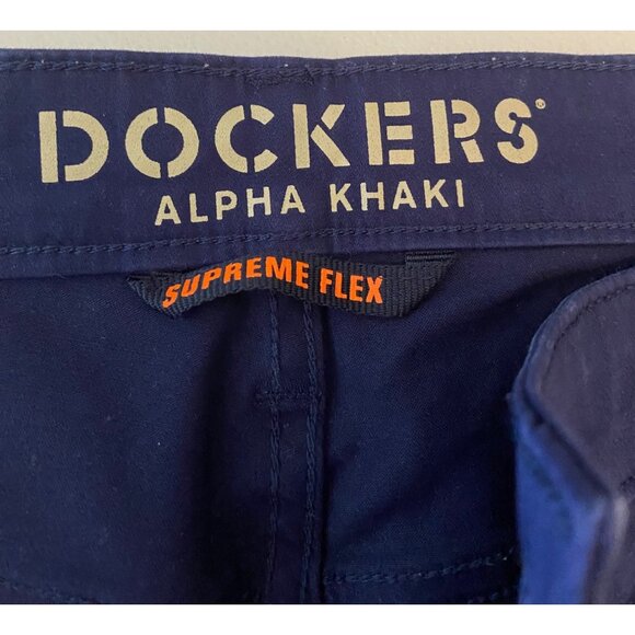 2 Pairs Dockers Mens Alpha Khaki Pants Supreme Flex Black Blue W36 L32 - Picture 3 of 12
